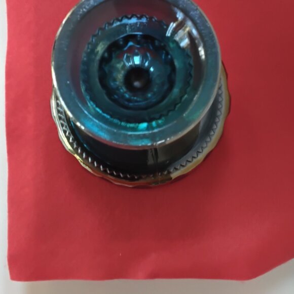 Indiana Glass Iridescent blue compote bowl (Thumb Print Design) - Picture 4 of 5